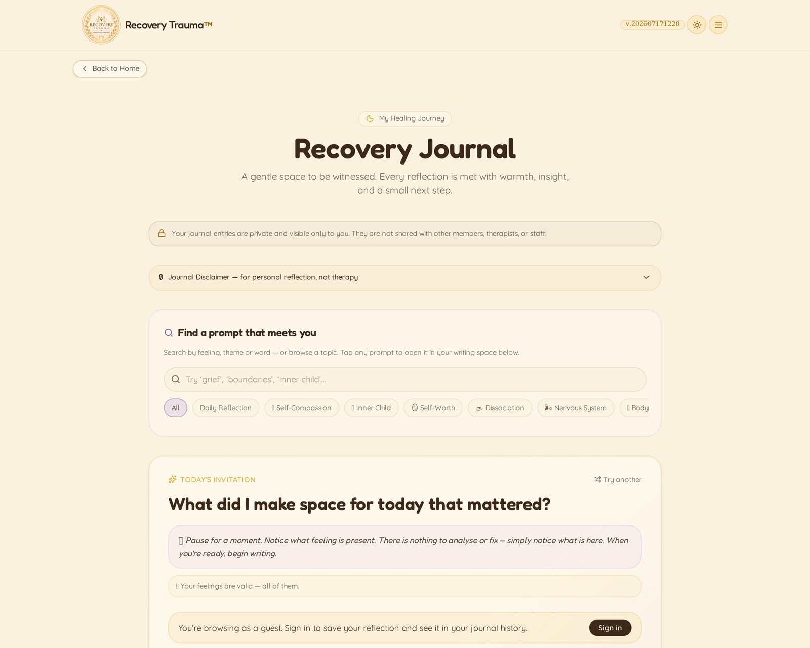 The Reflective Recovery Journal with guided prompts